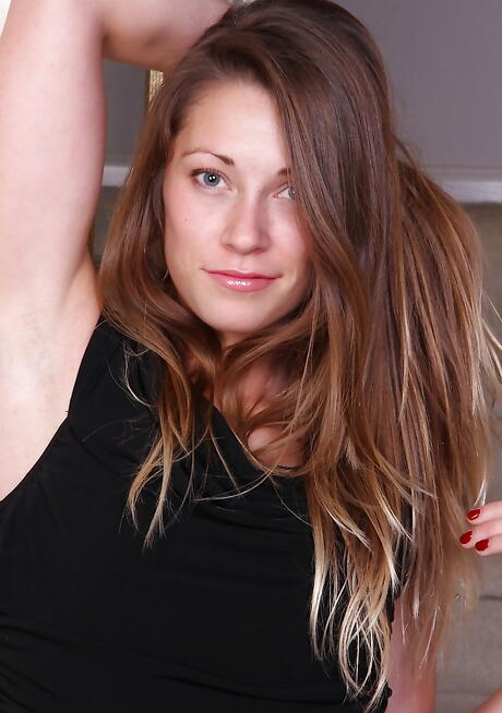 Gracile cutie Candice Fergison exposes tiny tits and spreads her legs 